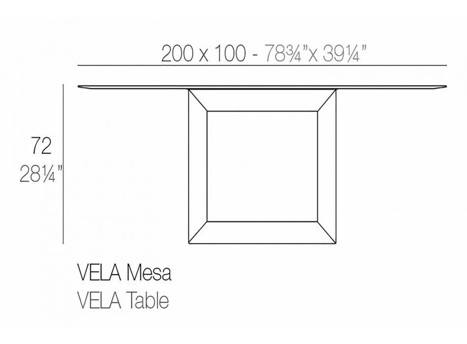 Tavolinë e jashtme 200x100 cm Vela nga Vondom, në rrëshirë polietileni Viadurini