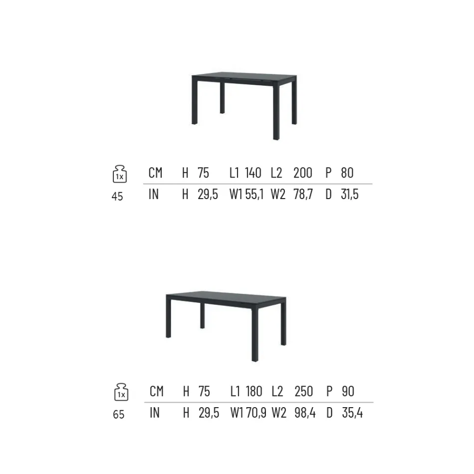 Tavolinë e jashtme E zgjatur deri në 250 cm në Metal Prodhuar në Itali - Beverly Viadurini