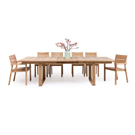 Tavolinë e Zgjatshme e Jashtme me Karrige dhe Kolltuqe Tik - Marie Viadurini