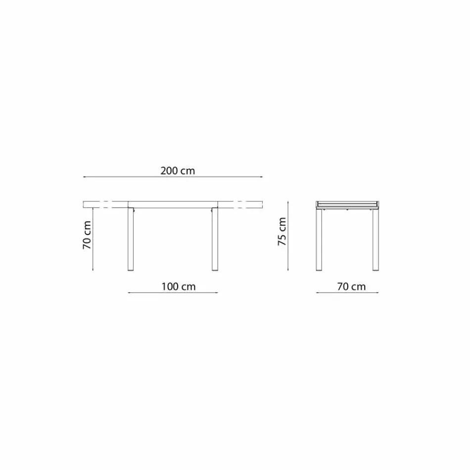 Tabela e zgjeruar në natyrë deri në 280 cm në Metal Made në Itali - Dego Viadurini