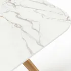 Tavolinë në natyrë me bazë druri dhe majë qeramike Calacatta Oro - Infinity Viadurini