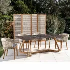 Tavolinë në natyrë me bazë druri dhe majë qeramike Domus e kuqe - Infinity Viadurini