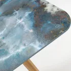 Tavolinë në natyrë me bazament druri dhe siper qeramike Thunderstorm - Infinity Viadurini