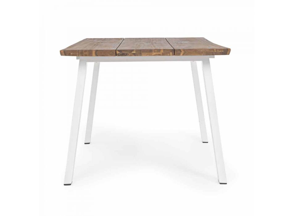 Tavolinë në natyrë me majë druri akacie dhe baza çeliku - Me diell Viadurini
