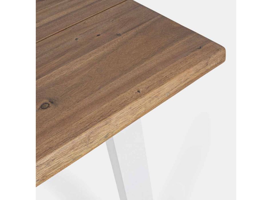 Tavolinë në natyrë me majë druri akacie dhe baza çeliku - Me diell Viadurini