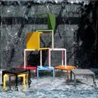 Tavolinë e jashtme me Strukturë çeliku të galvanizuar Prodhuar në Itali - Azul Viadurini