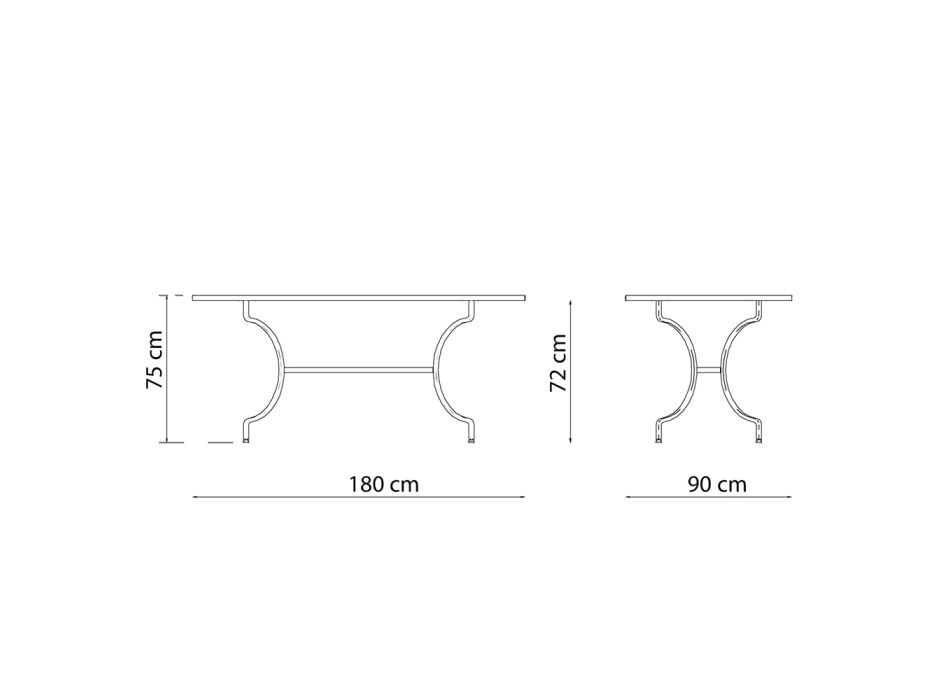 Tavolinë e jashtme drejtkëndëshe çeliku e galvanizuar e prodhuar në Itali - Sibo Viadurini