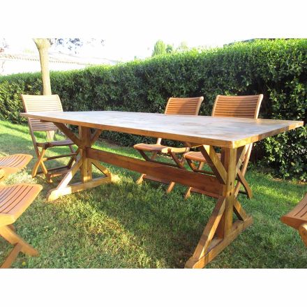 Tavolinë në natyrë me dru bredhi në stilin fshatar Prodhuar në Itali - Clinio Viadurini