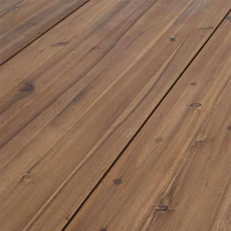 Tavolinë e jashtme në dru akacie me këmbë në çelik të pikturuar - Sheldon Viadurini