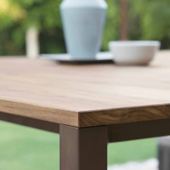 Casilda Talenti tryezë moderne në natyrë në dru dhe çelik inox 200x100