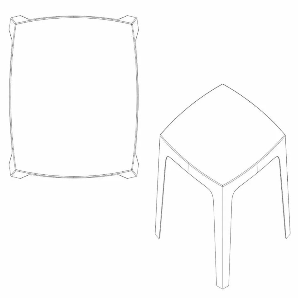 Tavolinë e ngurtë katrore në natyrë nga Vondom në polipropilen, dizajn Viadurini