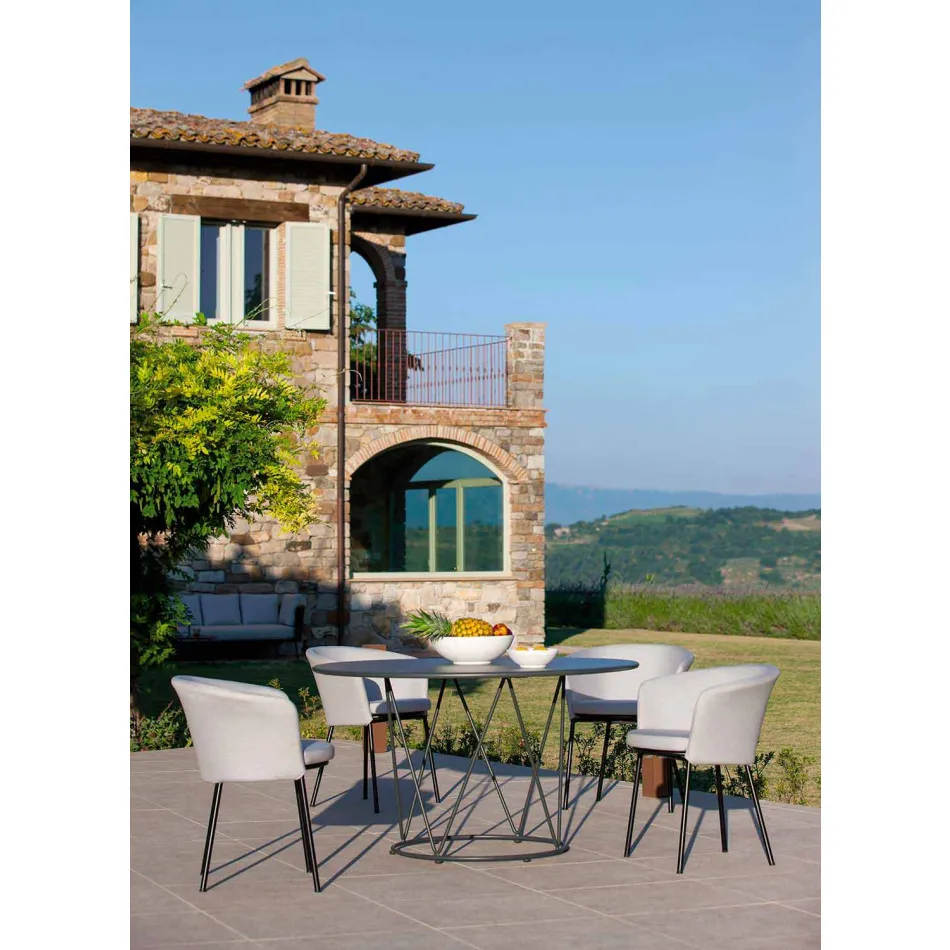 Tabela e rrumbullakët moderne në natyrë në Metal pikturuar e bërë në Itali - Ibra Viadurini