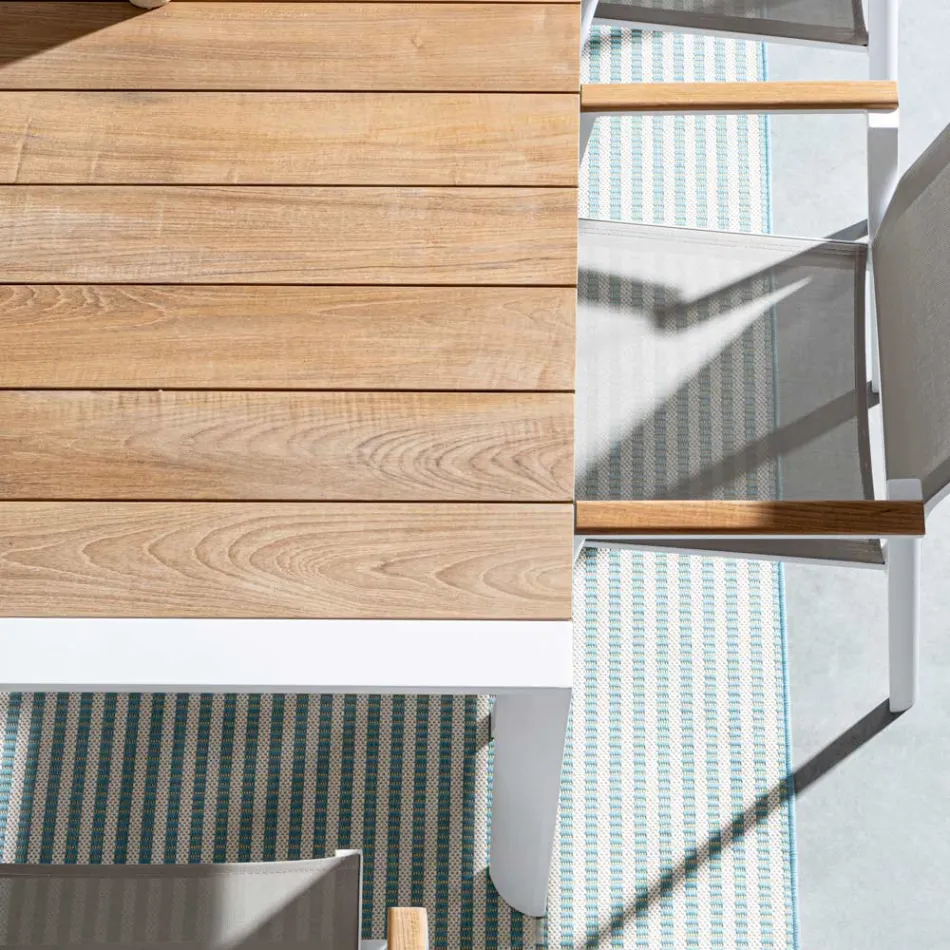 Tavoline Kopshti 180x90 cm me Baze Alumini dhe Siper Tik - Mesatarisht Viadurini