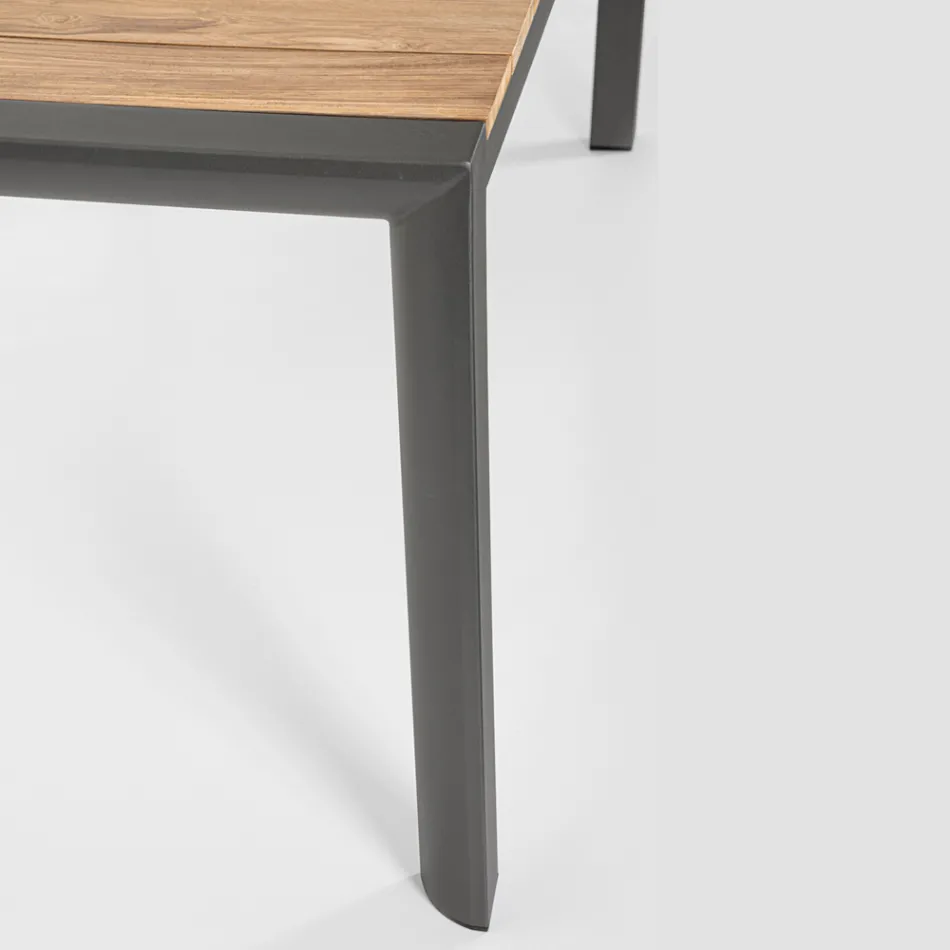 Tavolinë Kopshti 180x90 cm me Bazë Alumini dhe Sipër Tik - Mesatarisht Viadurini