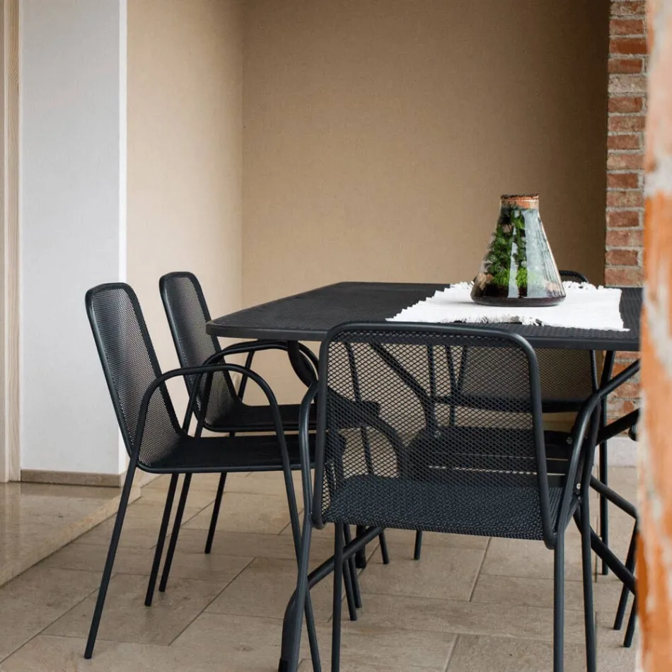 Tavolinë Kopshti prej Rrjete Metalike 180cm e Prodhuar në Itali - Lirion Viadurini