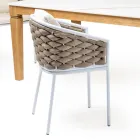 Tavolinë kopshti me 4 karrige në alumin dhe thurje - Artes Viadurini