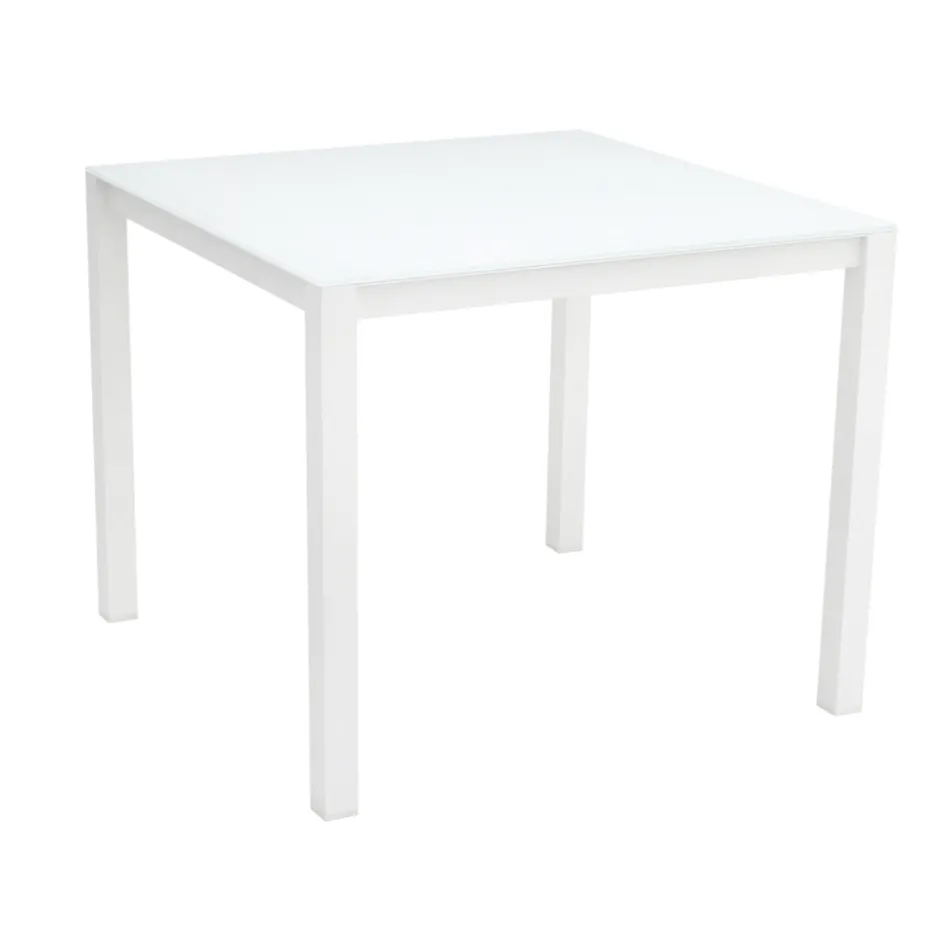 Tavolinë kopshti me strukturë alumini të lyer dhe majë xhami - Salim Viadurini