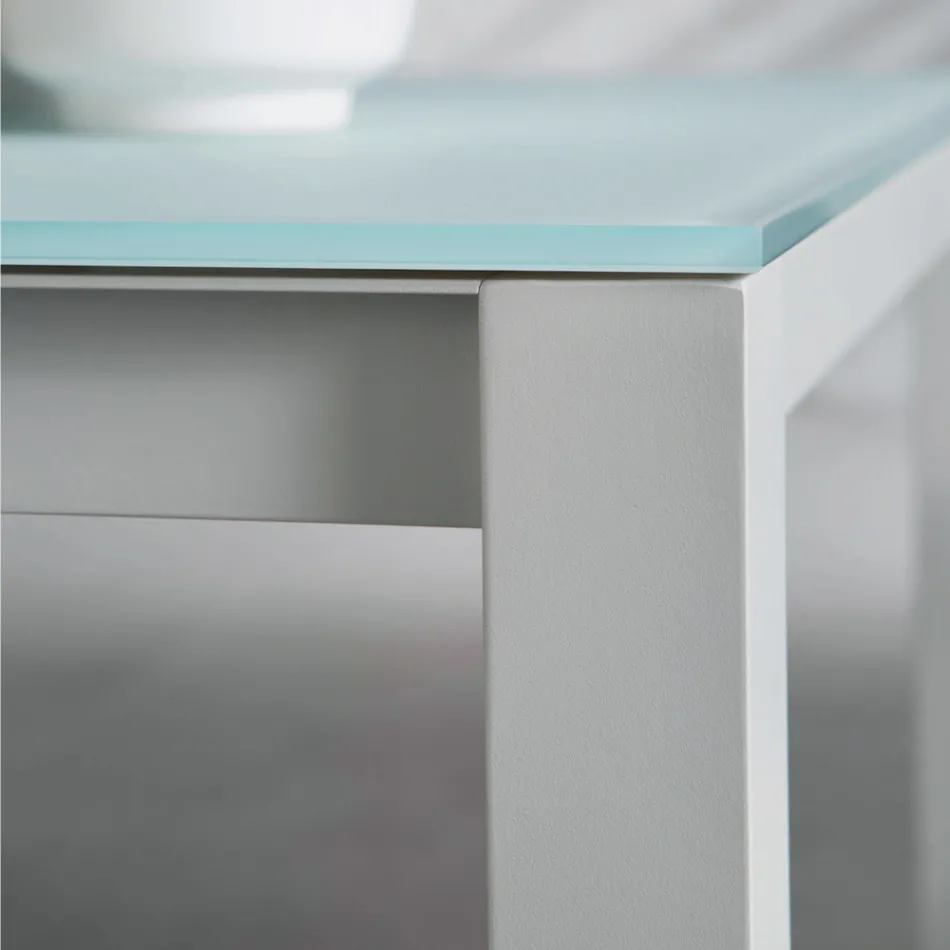 Tavolinë kopshti me strukturë alumini të lyer dhe majë xhami - Salim Viadurini