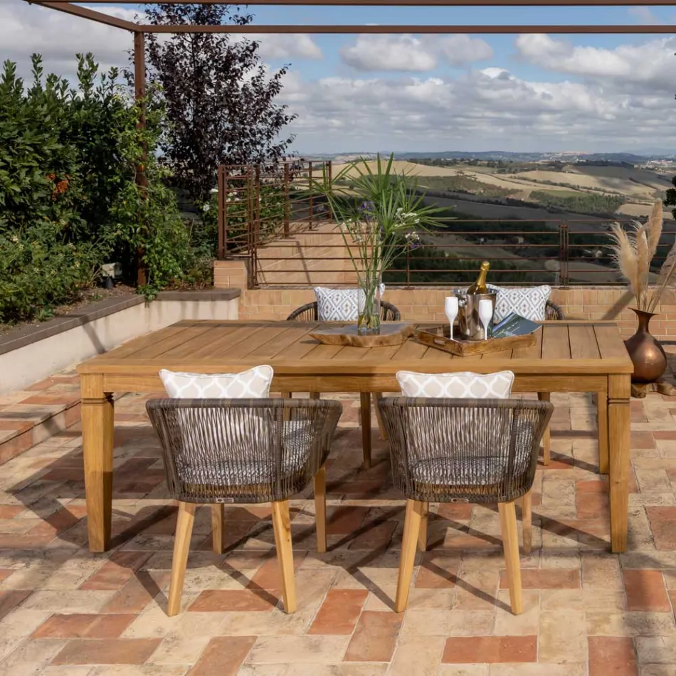 Tavolinë Kopshti me Strukturë prej tik natyral të krehur - Artes Viadurini