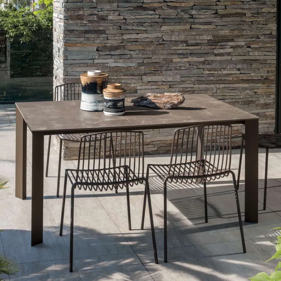 Tavolinë Kopshti HPL me Strukturë Alumini Prodhuar në Itali - Carl Viadurini