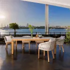 Tavolinë kopshti në majë prej tik natyral dhe qeramike - Artes Viadurini