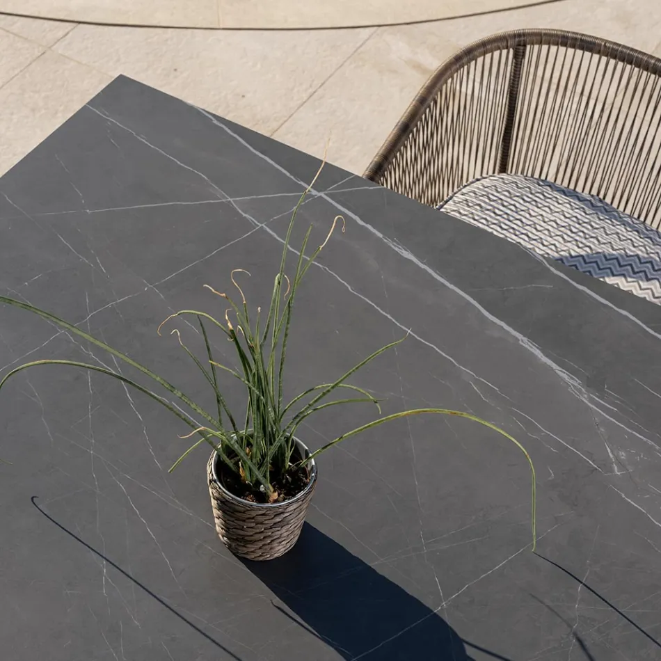 Tavolinë kopshti në majë prej tik natyral dhe qeramike - Artes Viadurini