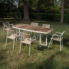 Tavolinë kopshti gjysmë ovale në alumin dhe dru tik - Eugene Viadurini