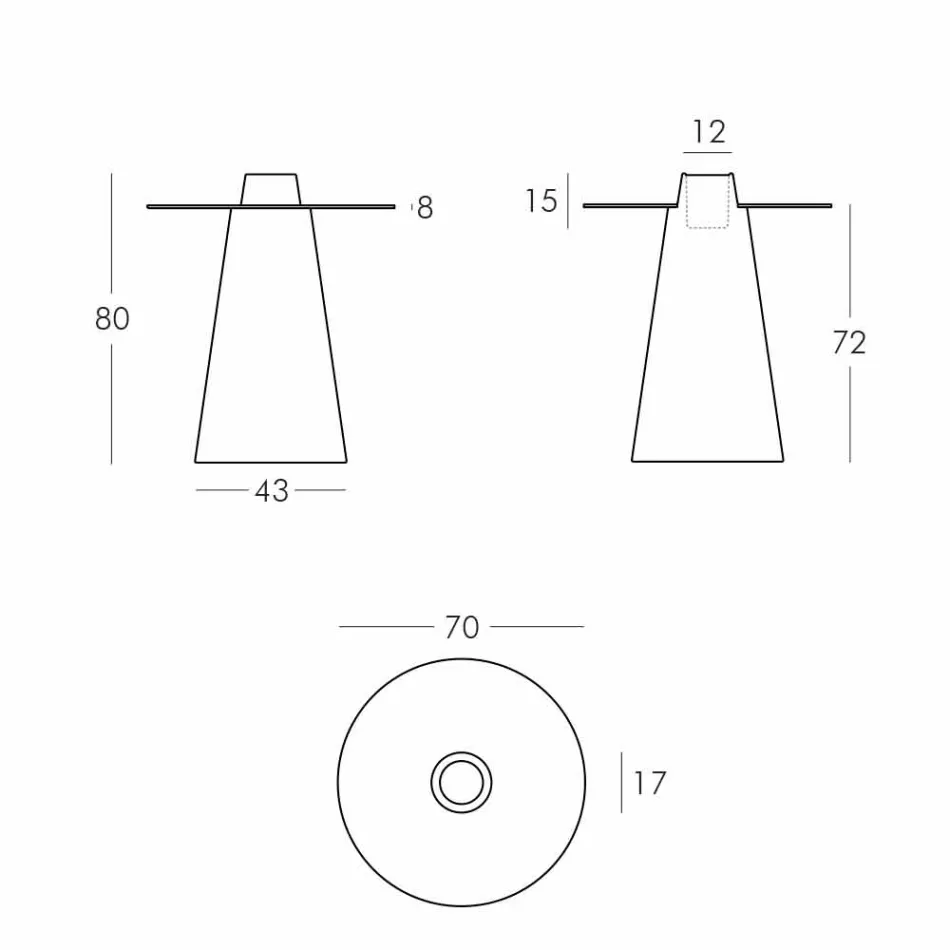 Xham polietileni i Brendshëm Table Slide Peak (H80) i brendshëm i prodhuar në Itali Viadurini