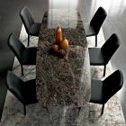 Tavolinë ngrënieje në formë fuçie në hipermermer dhe çelik Prodhuar në Itali, luksoze - Grotta Viadurini