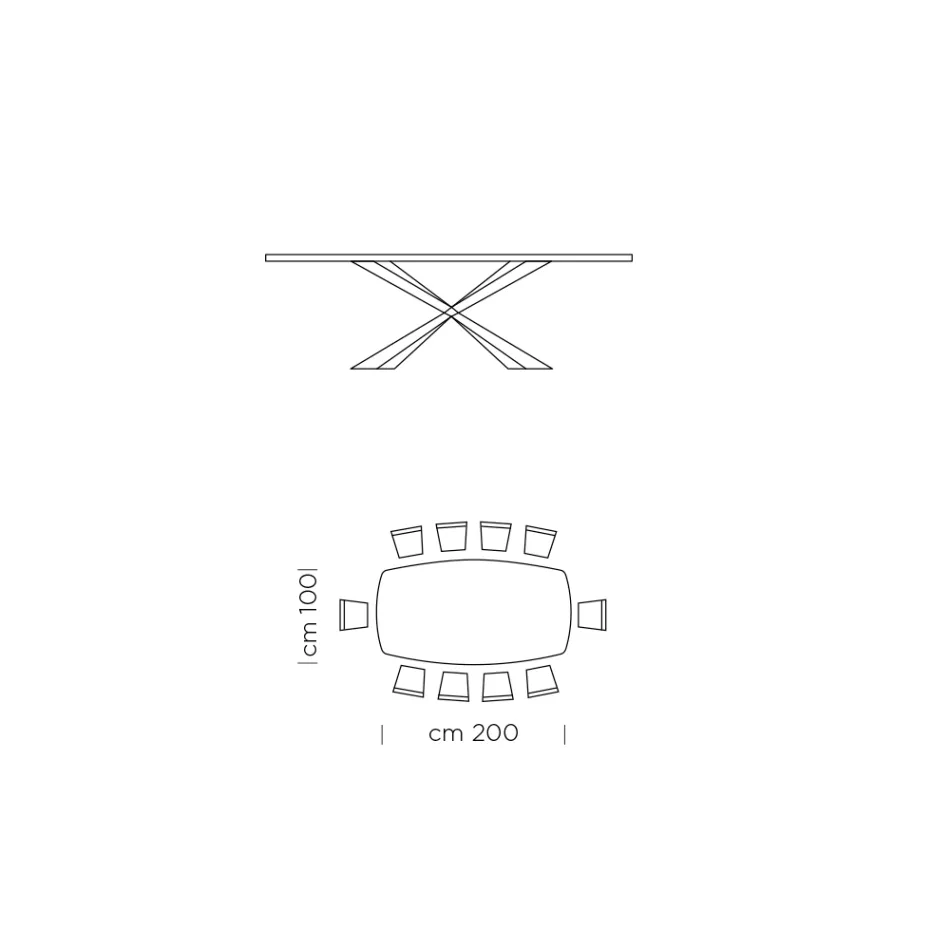 Tavolinë ngrënie në formë fuçie në laminat me efekt druri Prodhuar në Itali - Shpellë Viadurini