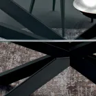 Tavolinë ngrënie në formë fuçie prej qelqi dhe çeliku Made in Italy - Cave Viadurini