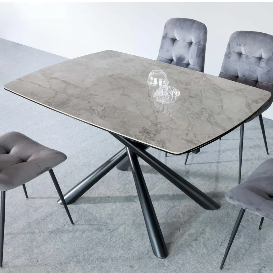 Tavolinë Ngrenie e Zgjatshme (200/230 cm) në Qelq Qeramik dhe Metal - Naisha Viadurini