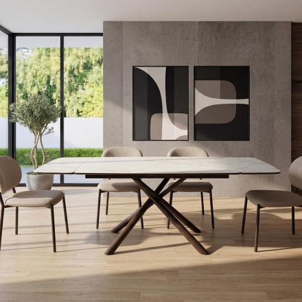 Tavolinë Ngrenie e Zgjatshme (200/230 cm) në Qelq Qeramik dhe Metal - Naisha Viadurini