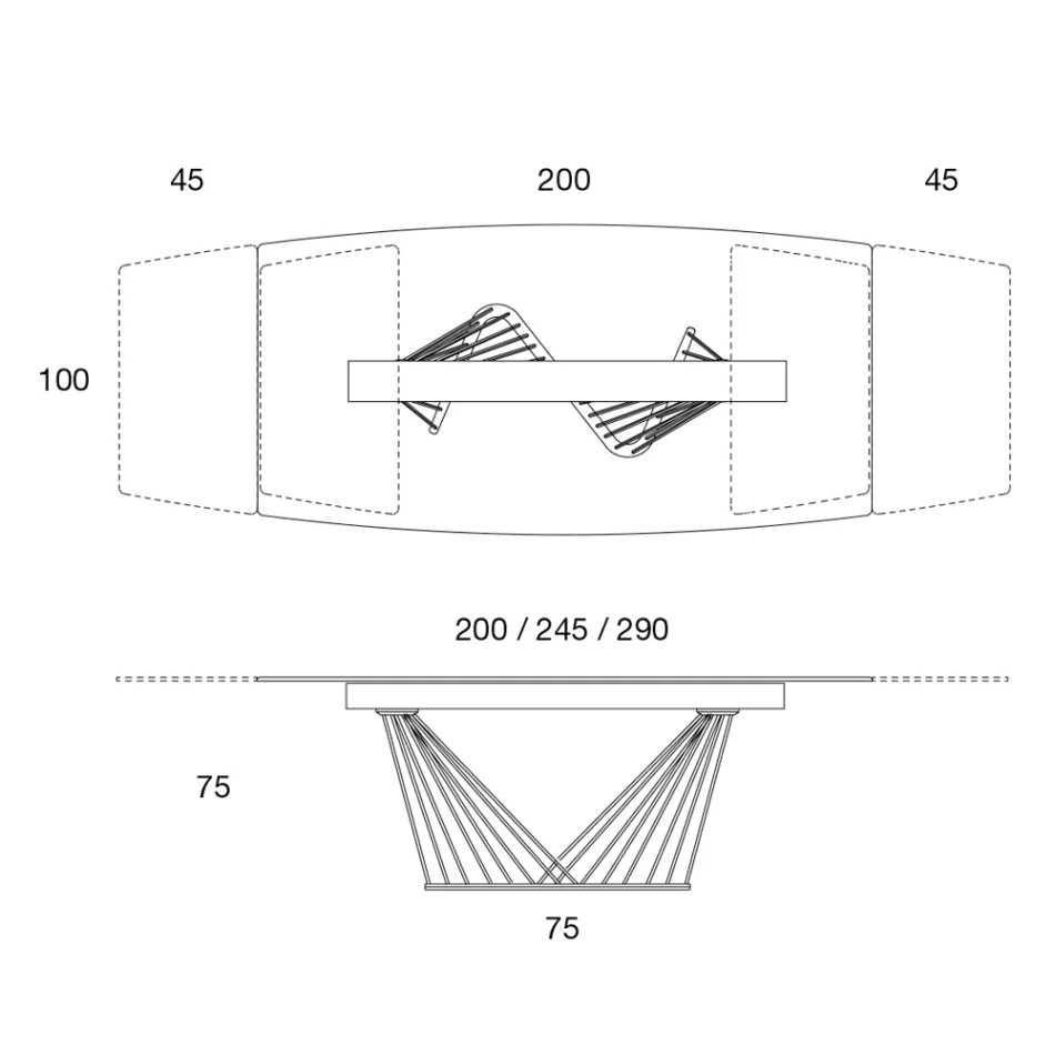 Tavolinë ngrënieje e zgjatur deri në 290 cm në majë metalike dhe qeramike - Ricolo Viadurini