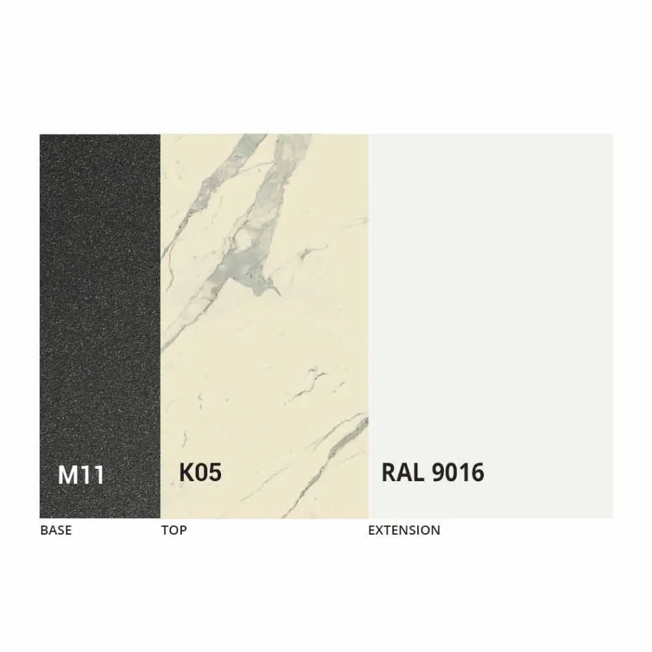 Tavolina ngrënieje e zgjerueshme deri në 298 cm në pjesën e sipërme prej metali dhe qeramike - Anaconda Viadurini