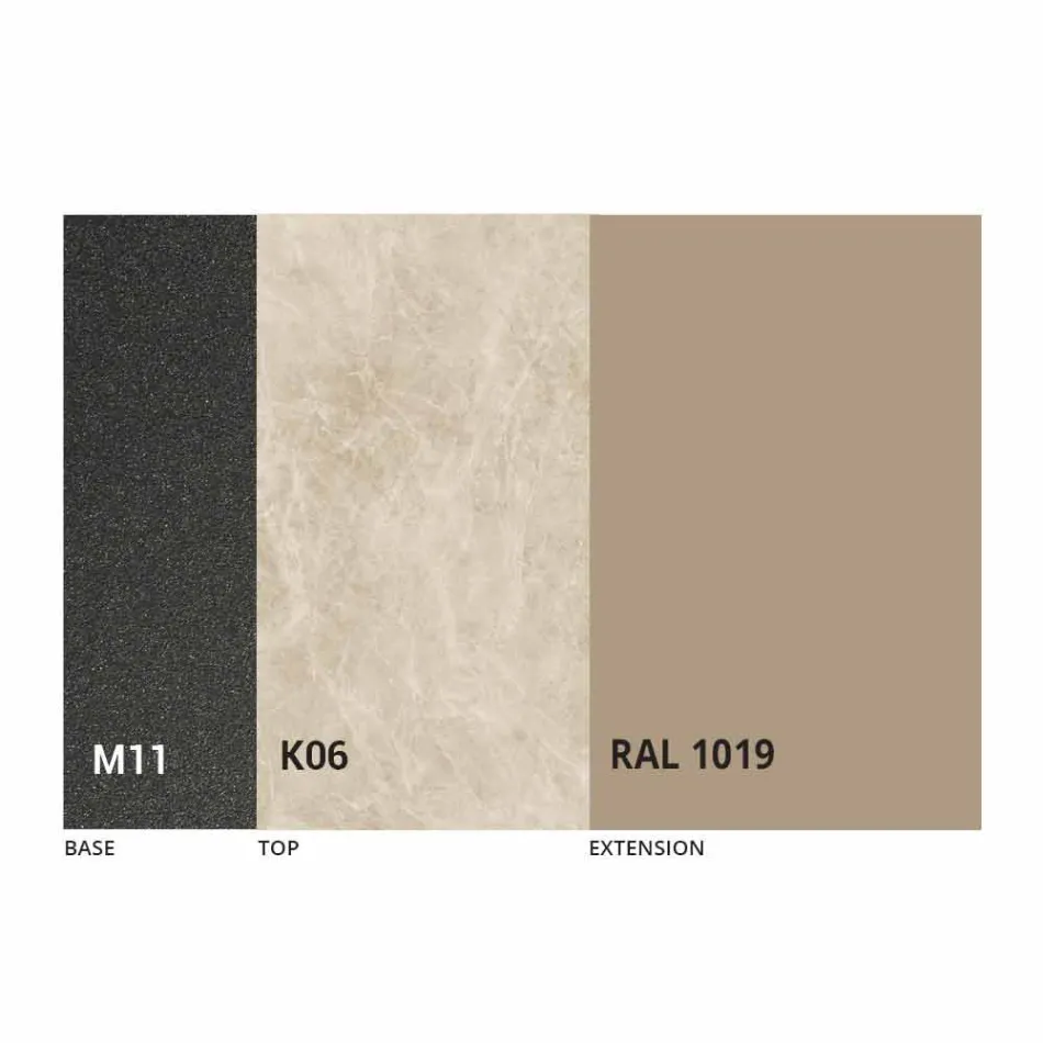 Tavolina ngrënieje e zgjerueshme deri në 298 cm në pjesën e sipërme prej metali dhe qeramike - Anaconda Viadurini