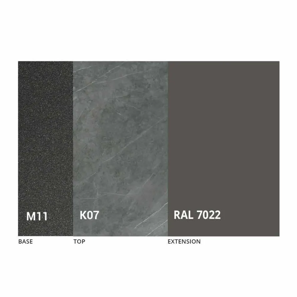 Tavolina ngrënieje e zgjerueshme deri në 298 cm në pjesën e sipërme prej metali dhe qeramike - Anaconda Viadurini