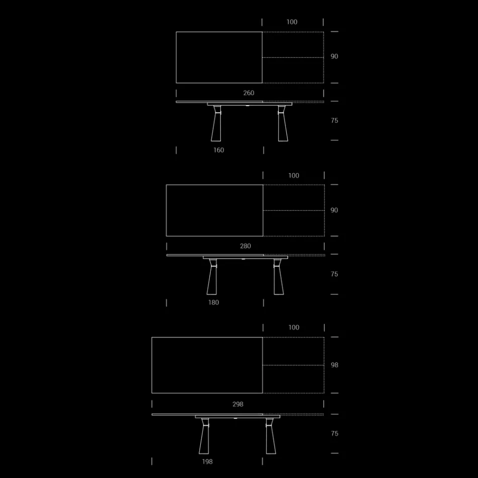 Tavolinë ngrënieje e zgjatur deri në 298 cm në Melamine Prodhuar në Itali - Fedemo Viadurini