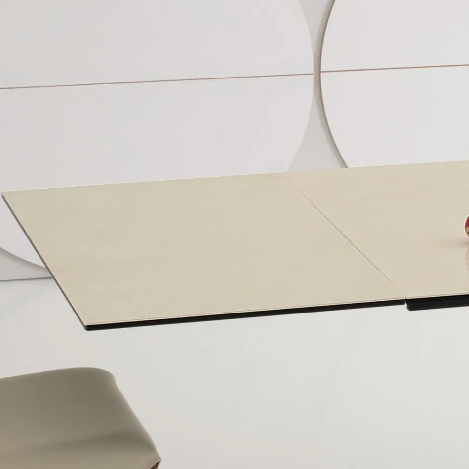 Tavolinë ngrënieje e zgjatur deri në 3 m në Këmbë qeramike dhe prej druri - Cesteo Viadurini