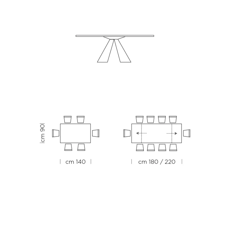 Tavolinë ngrënieje e zgjerueshme deri në 300 cm në laminat HPL Prodhuar në Itali - Dalmat Viadurini