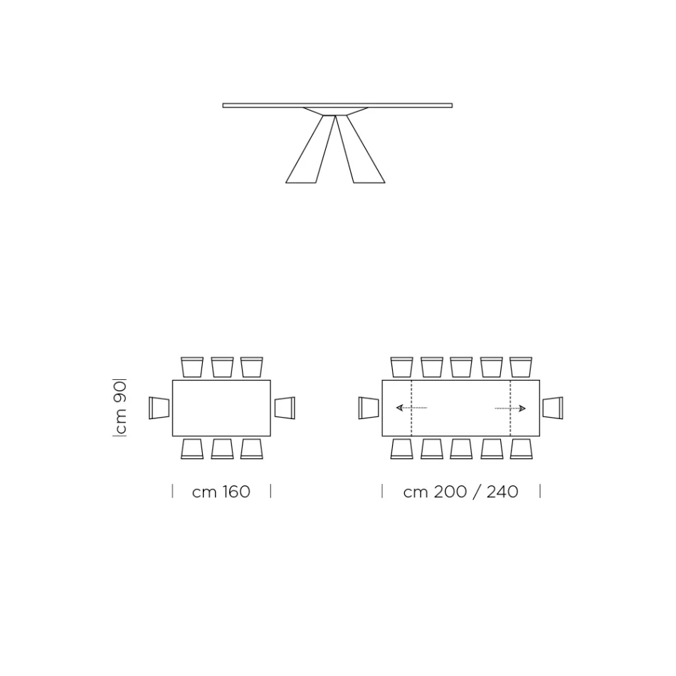 Tavolinë ngrënieje e zgjerueshme deri në 300 cm në laminat HPL Prodhuar në Itali - Dalmat Viadurini
