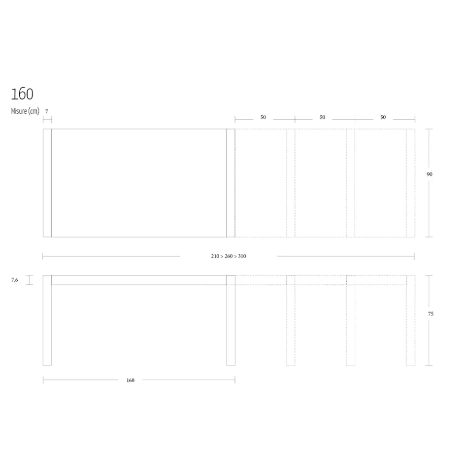 Tavolinë ngrënieje metalike e zgjatur deri në 310 cm Prodhuar në Itali - Euclide Viadurini