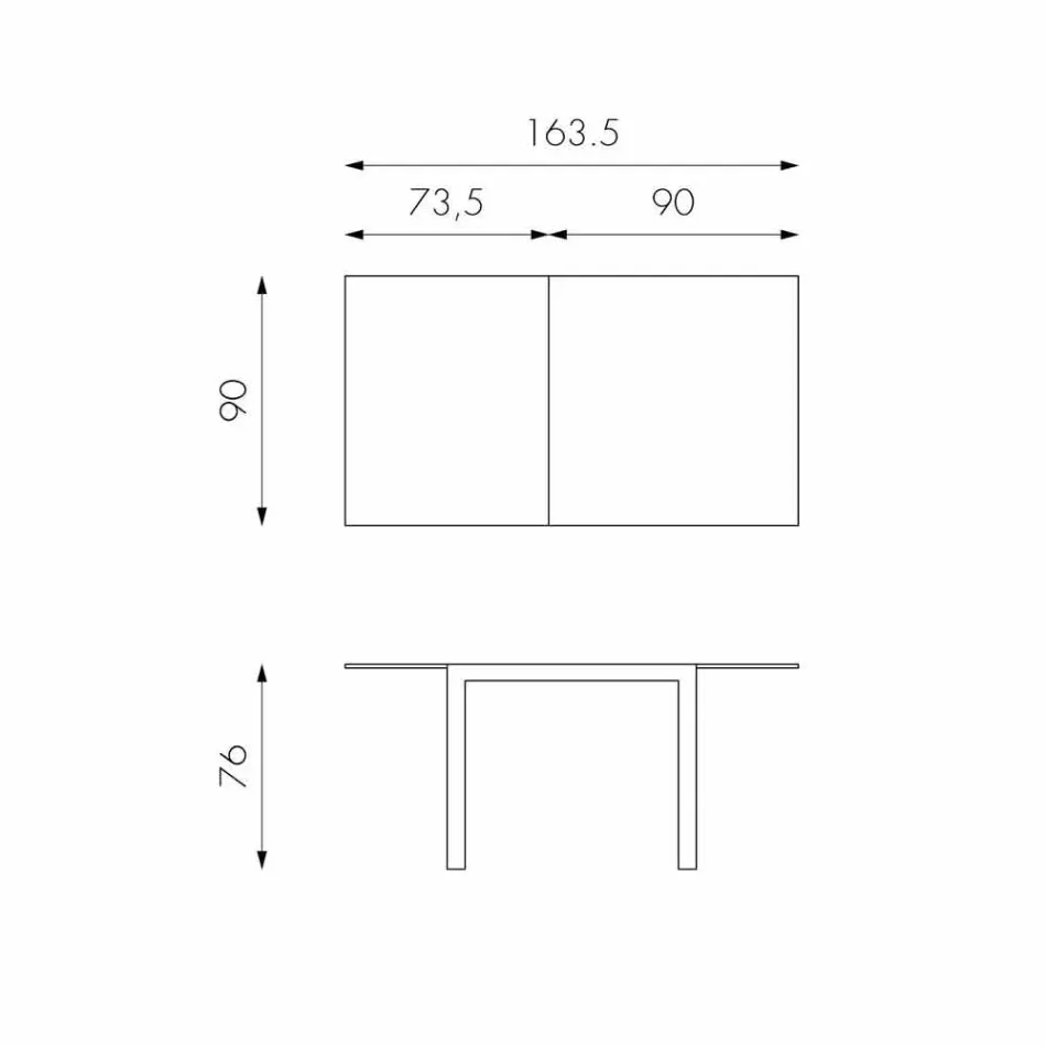 Tavolinë ngrënieje e zgjëruar me majën e qelqit Teo Viadurini