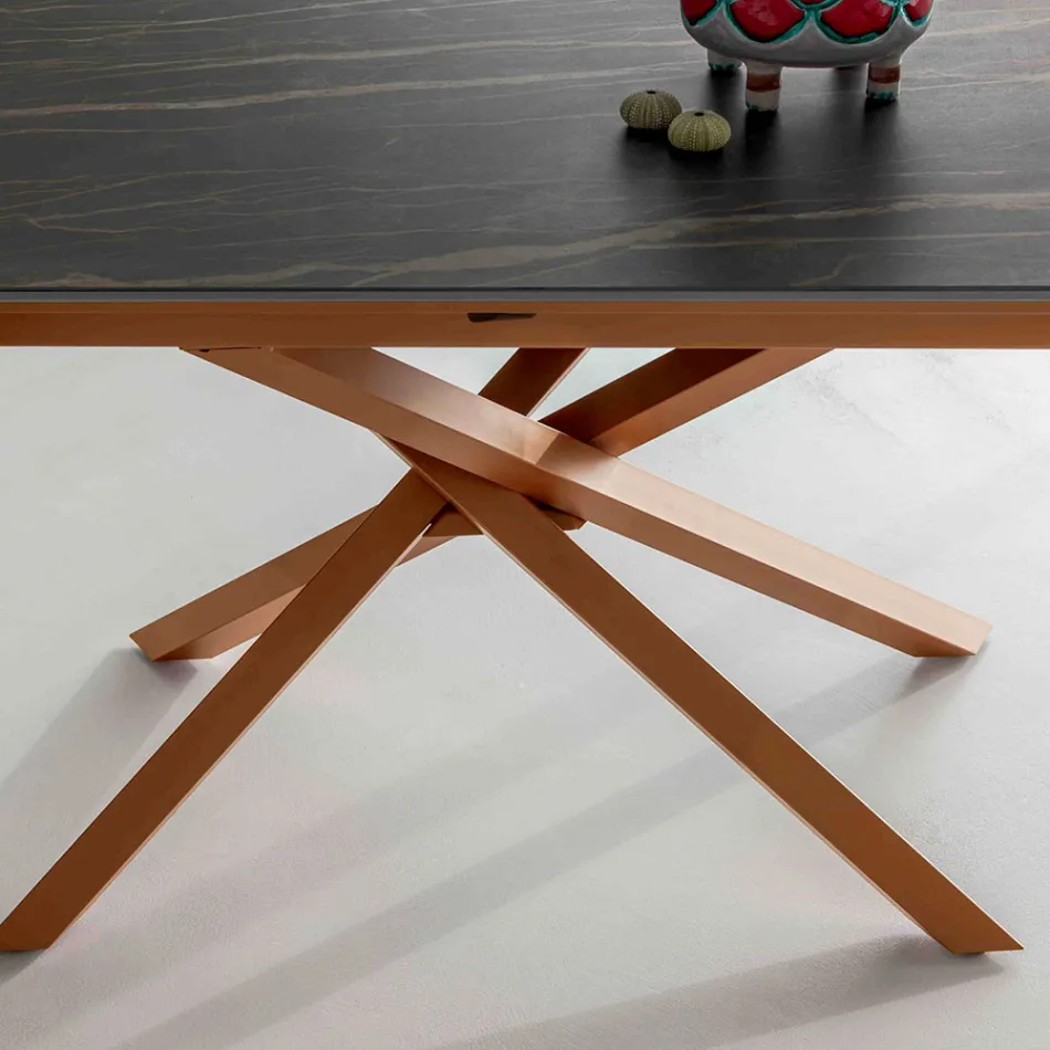 Tavolinë ngrënieje e zgjerueshme me kornizë metalike Prodhuar në Itali - Elastike Viadurini