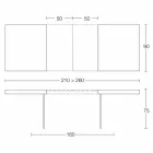 Tabela e zgjatur e darkës Deri në 280 cm në dru dhe qelq prodhuar në Itali - Fokusimi Viadurini