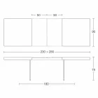 Tabela e zgjatur e darkës Deri në 280 cm në dru dhe qelq prodhuar në Itali - Fokusimi Viadurini