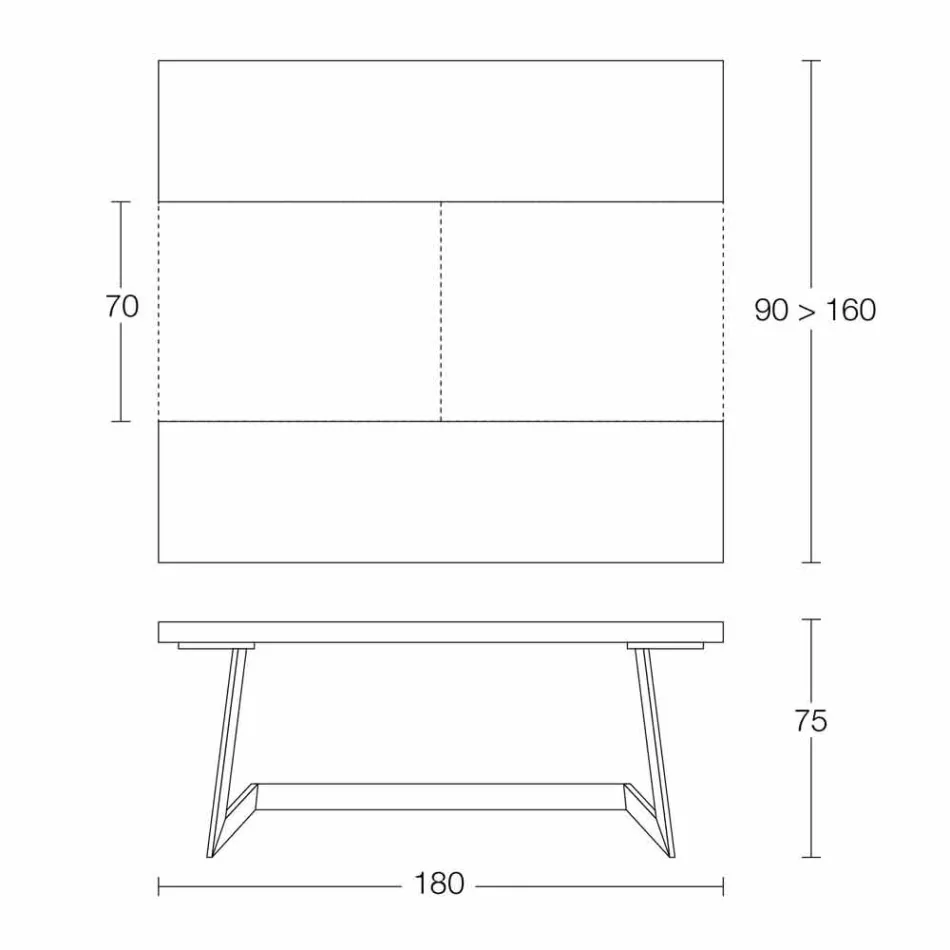 Tabela e zgjatur e darkës Deri në 160 cm në dru e bërë në Itali - Eugjenia Viadurini