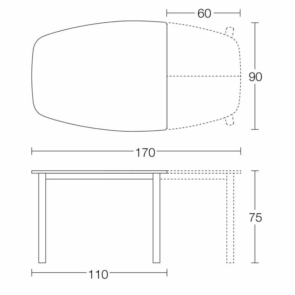 Tavolinë Darke e Zgjatshme Deri në 170 cm në Qeramikë Prodhuar në Itali - Tremiti Viadurini
