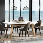 Tavolinë ngrënieje e zgjatur deri në 235 cm në Mdf me llak të bardhë - Fedora Viadurini