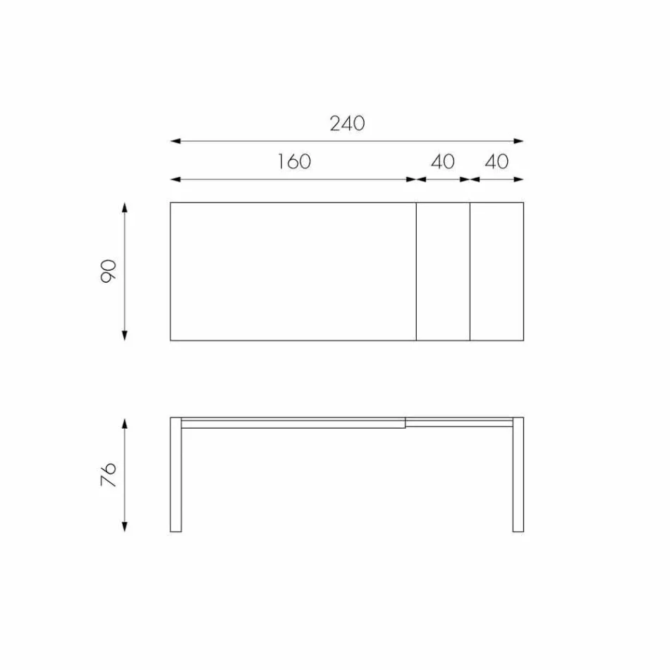 Tabela e zgjatjes së lisit Ciro deri në 240 cm Viadurini